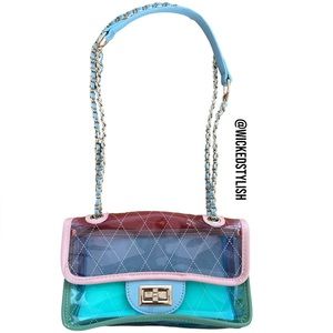 Clear quilted handbag purse CC pastel🌈